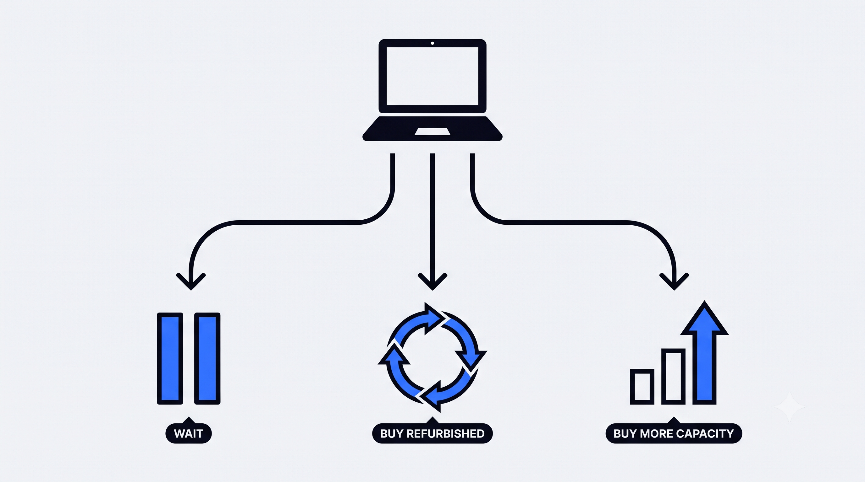 Decision framework flowchart for buying a developer laptop during the 2026 RAM shortage
