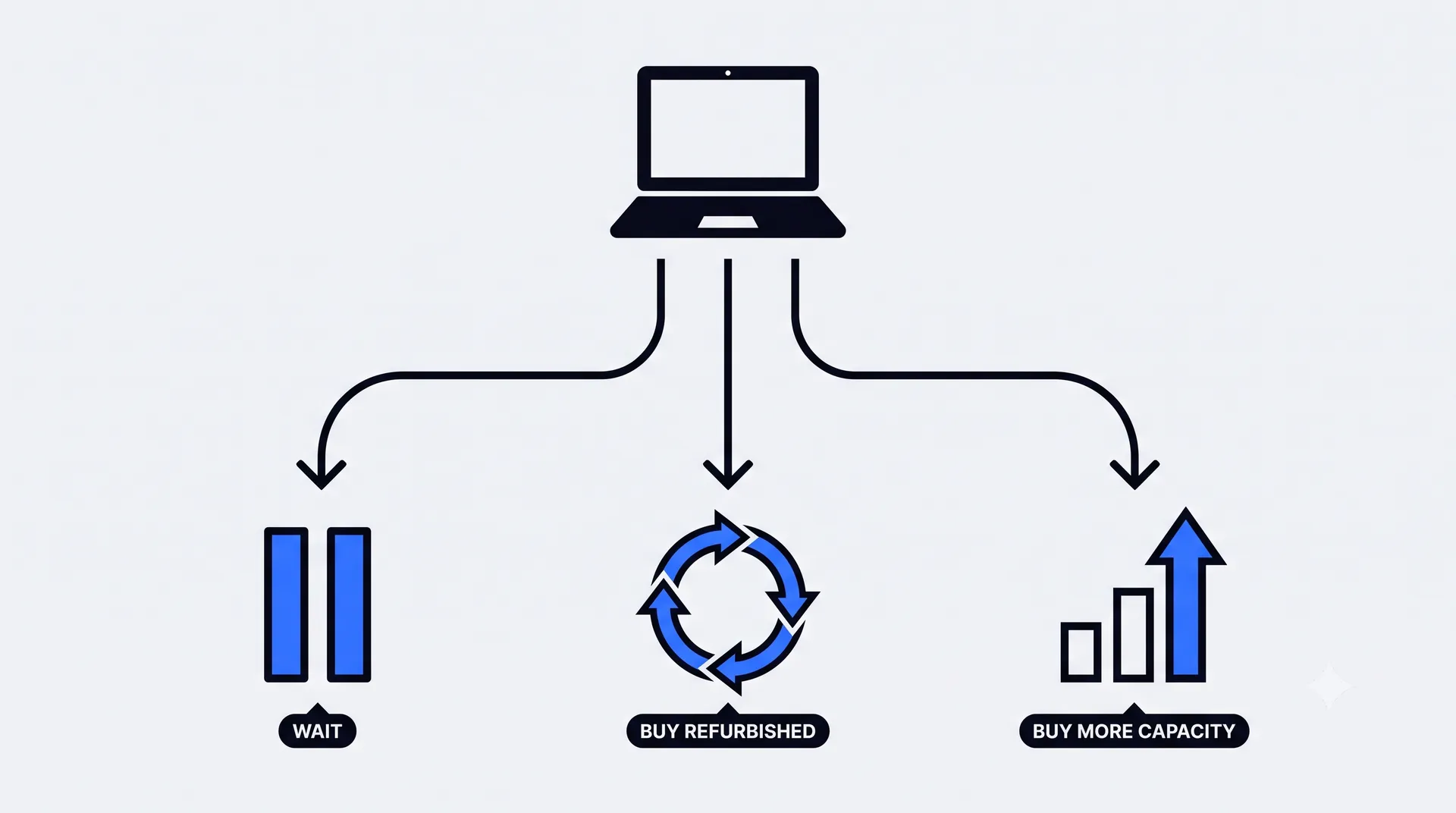 Decision framework flowchart for buying a developer laptop during the 2026 RAM shortage
