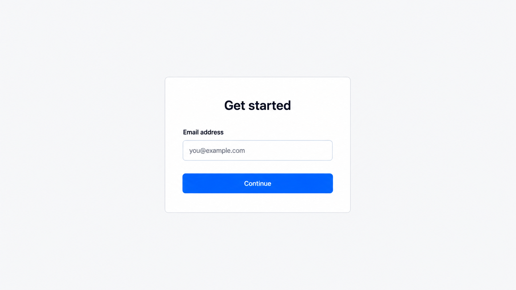 A simple form with a single email field and one button, representing a deliberately minimal waitlist landing page