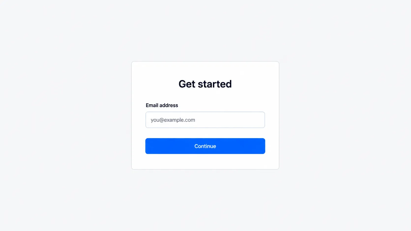 A simple form with a single email field and one button, representing a deliberately minimal waitlist landing page
